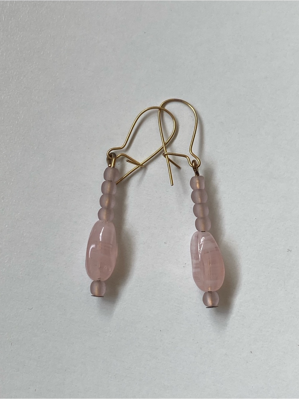 Delicate Pink Glass Bead Drop Earrings
